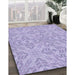 Patterned Purple Rug in Family Room, pat3741blu