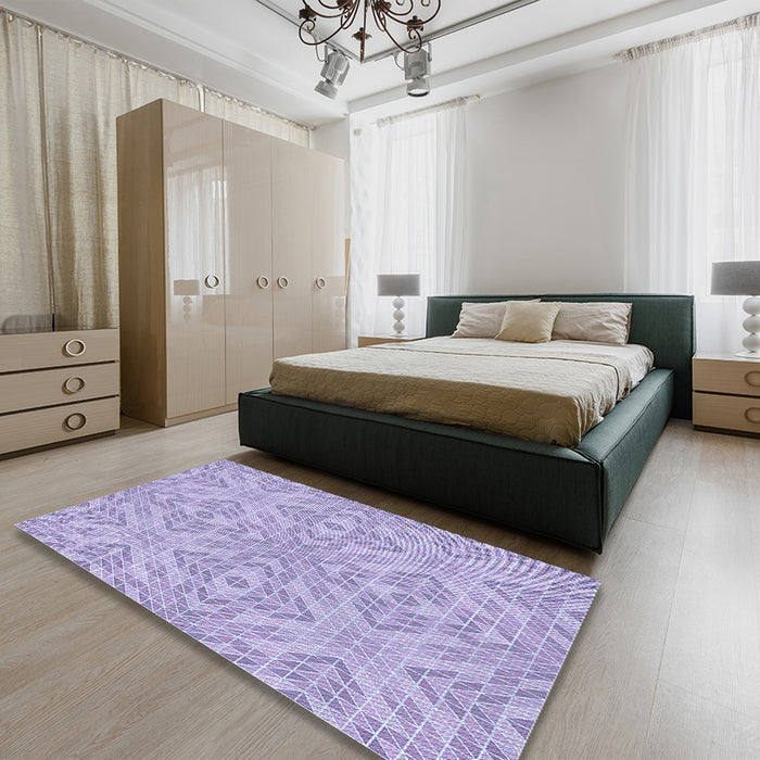 Patterned Purple Rug in a Bedroom, pat3741blu