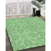 Patterned Green Rug in Family Room, pat3741lblu