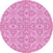 Square Patterned Neon Pink Rug, pat3741pur