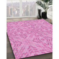 Patterned Neon Pink Rug, pat3741pur