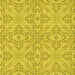 Round Machine Washable Transitional Yellow Rug, wshpat3741yw