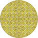 Sideview of Patterned Mustard Yellow Novelty Rug, pat3741