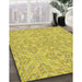 Machine Washable Transitional Mustard Yellow Rug in a Family Room, wshpat3741