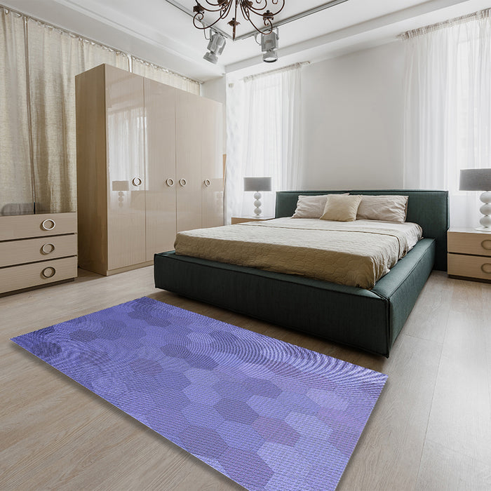 Patterned Purple Rug in a Bedroom, pat3743blu