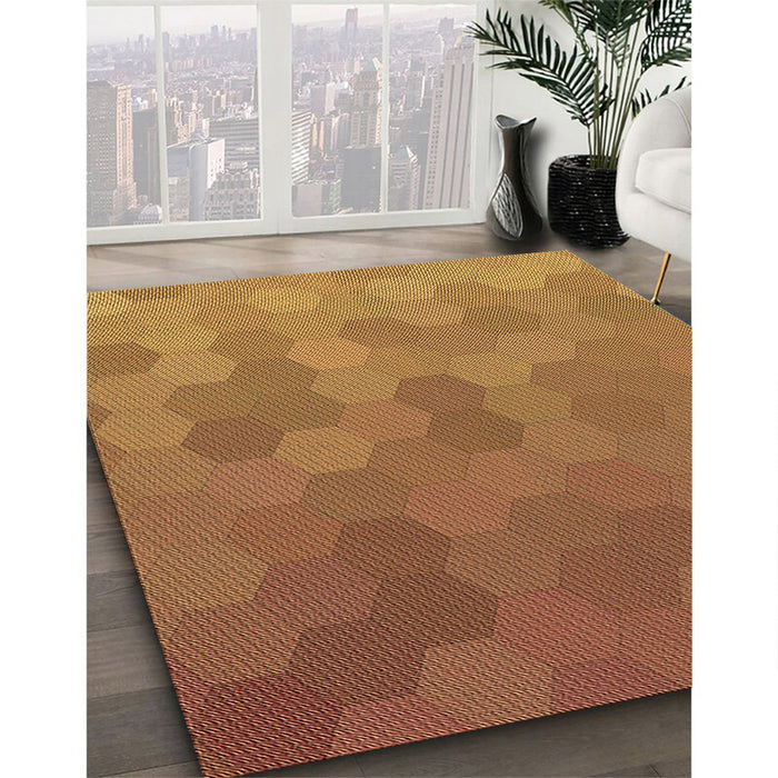 Machine Washable Transitional Orange Rug in a Family Room, wshpat3743brn