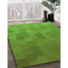 Patterned Seaweed Green Rug in Family Room, pat3743grn