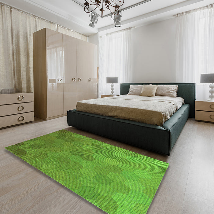 Round Machine Washable Transitional Seaweed Green Rug in a Office, wshpat3743grn