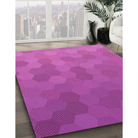 Patterned Bright Neon Pink Purple Rug, pat3743pur