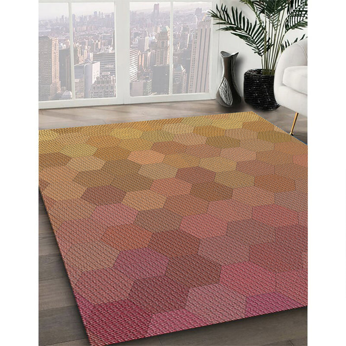 Machine Washable Transitional Mango Orange Rug in a Family Room, wshpat3743