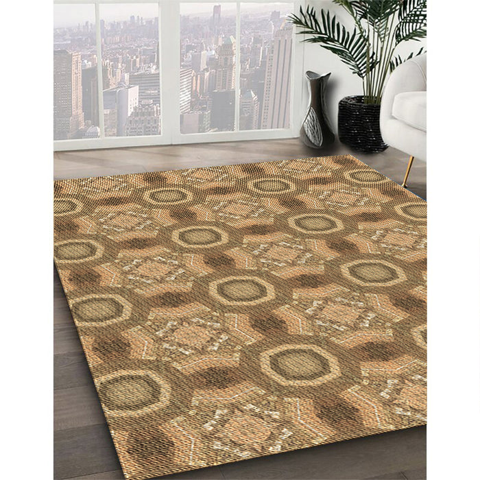 Machine Washable Transitional Orange Rug in a Family Room, wshpat3744brn