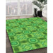 Patterned Green Rug in Family Room, pat3744grn