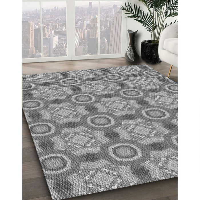 Machine Washable Transitional Dark Gray Rug in a Family Room, wshpat3744gry