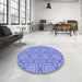 Round Patterned Sky Blue Rug in a Office, pat3745blu