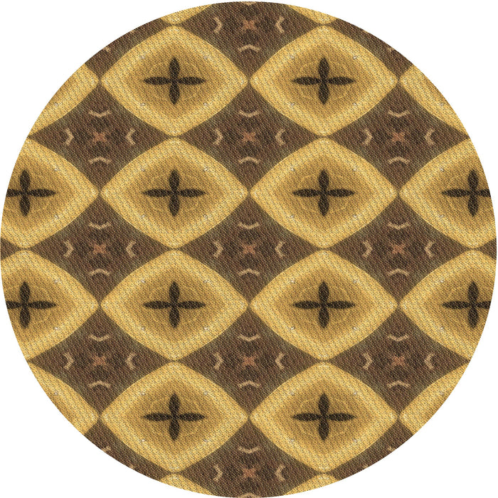 Square Patterned Saddle Brown Rug, pat3746brn