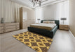 Patterned Saddle Brown Rug in a Bedroom, pat3746brn