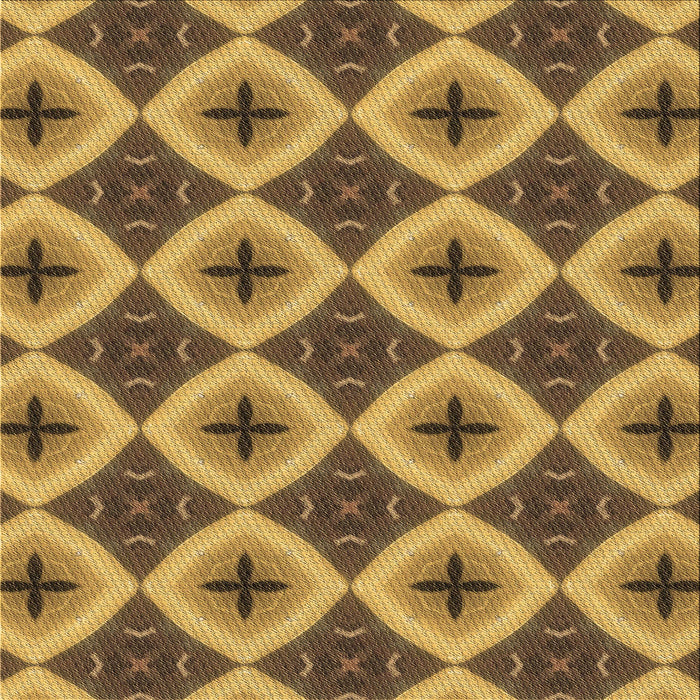 Round Patterned Saddle Brown Rug, pat3746brn