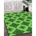 Patterned Green Rug in Family Room, pat3746grn