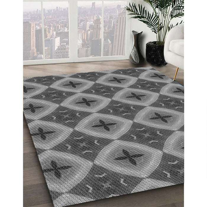 Patterned Gunmetal Gray Rug in Family Room, pat3746gry