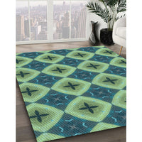 Patterned Pastel Green Rug, pat3746lblu