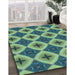 Patterned Pastel Green Rug in Family Room, pat3746lblu