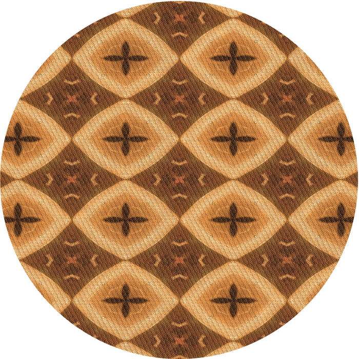 Square Patterned Mahogany Brown Rug, pat3746org
