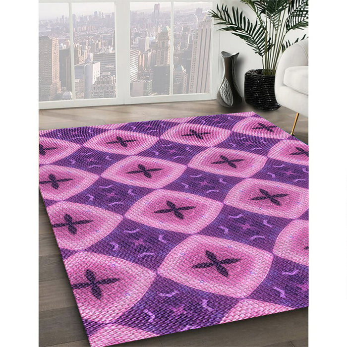 Patterned Purple Rug in Family Room, pat3746pur