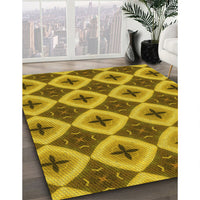Patterned Dark Bronze Brown Rug, pat3746yw