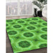Patterned Emerald Green Rug in Family Room, pat3747grn