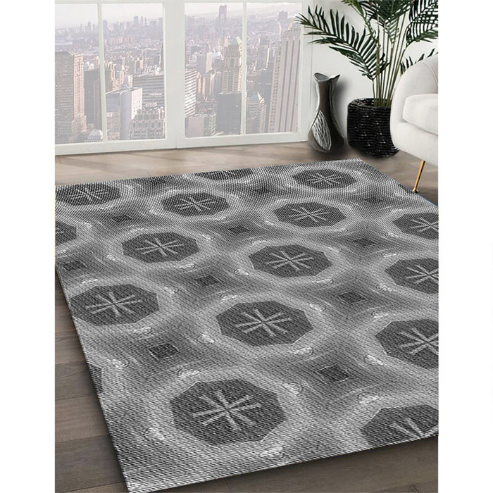 Patterned Gray Rug in Family Room, pat3747gry