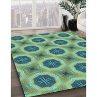Patterned Green Rug, pat3747lblu