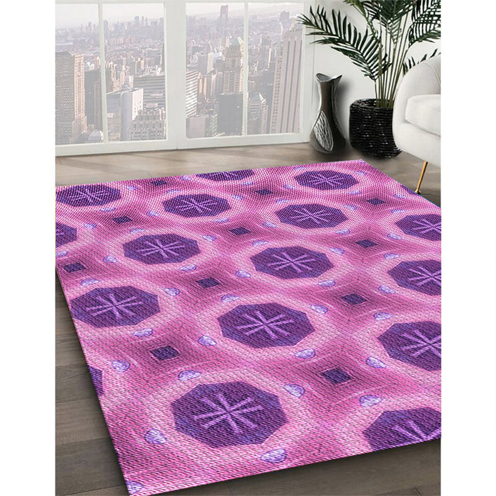 Patterned Violet Purple Rug in Family Room, pat3747pur