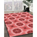 Patterned Red Rug in Family Room, pat3747rd