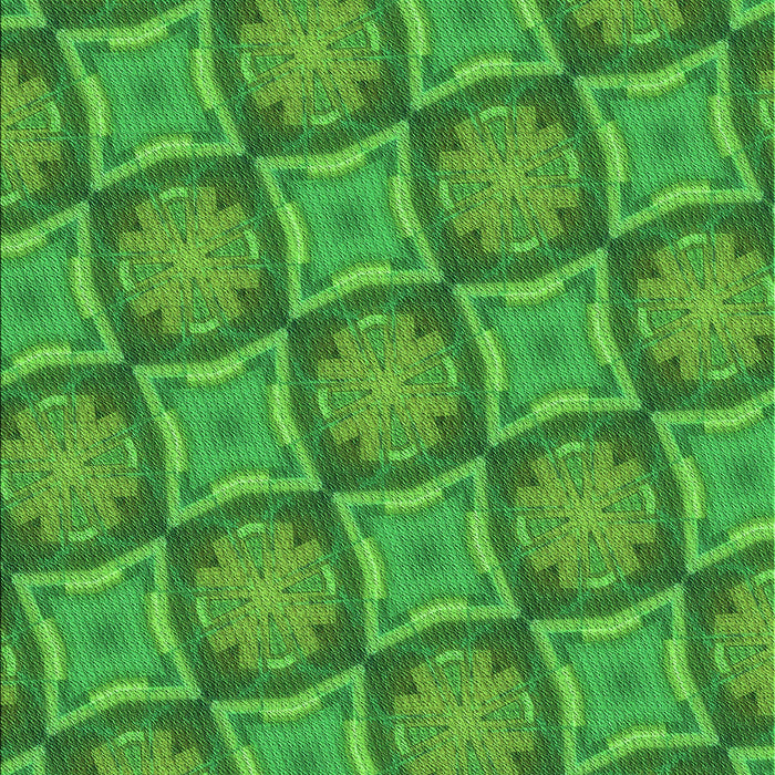 Machine Washable Transitional Green Rug, wshpat3748grn