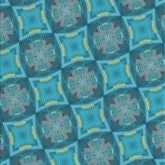 Patterned Dark Cyan Green Rug, pat3748lblu