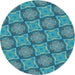 Square Patterned Dark Cyan Green Rug, pat3748lblu