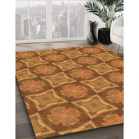 Patterned Neon Orange Rug, pat3748org