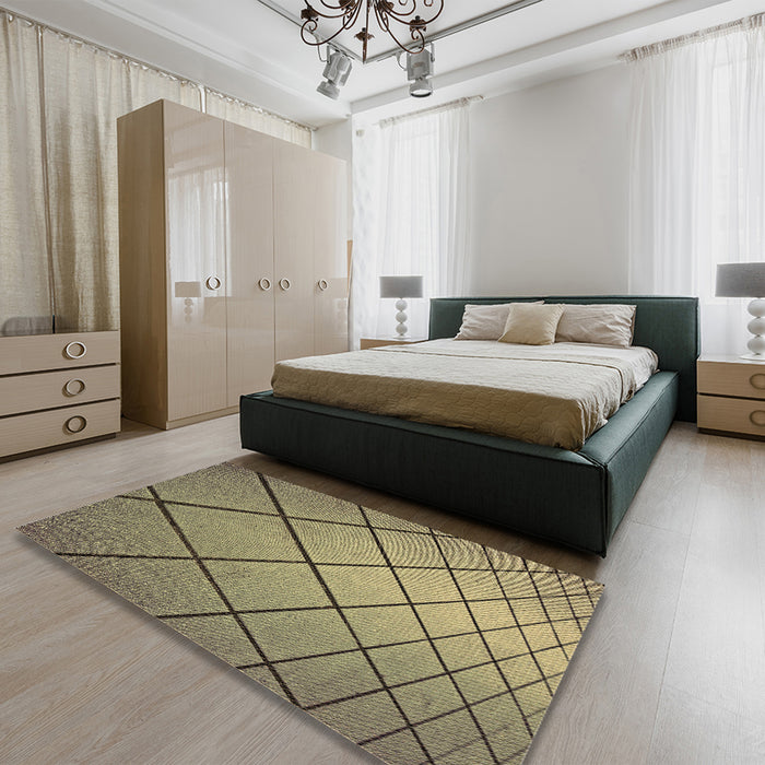 Patterned Coffee Brown Rug in a Bedroom, pat3749brn