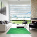 Square Patterned Neon Green Rug in a Living Room, pat3749grn