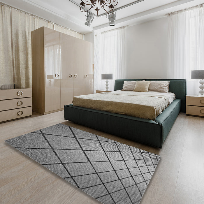 Patterned Gray Rug in a Bedroom, pat3749gry