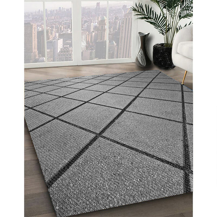 Machine Washable Transitional Grey Gray Rug in a Family Room, wshpat3749gry
