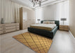 Patterned Saddle Brown Rug in a Bedroom, pat3749org