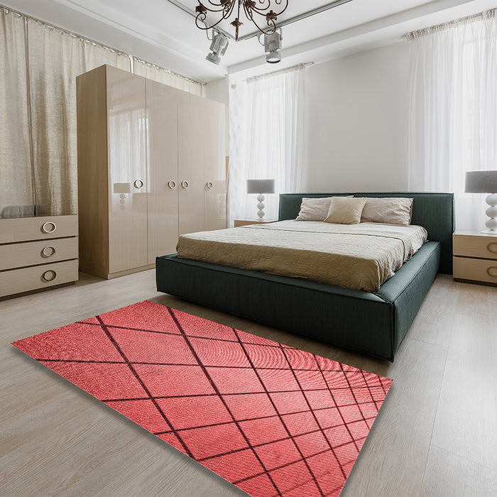 Patterned Red Rug in a Bedroom, pat3749rd