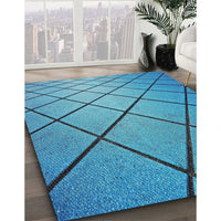 Patterned Bright Turquoise Blue Novelty Rug, pat3749