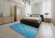 Patterned Bright Turquoise Blue Novelty Rug in a Bedroom, pat3749