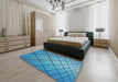 Machine Washable Transitional Bright Turquoise Blue Rug in a Bedroom, wshpat3749