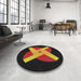 Round Patterned Brown Novelty Rug in a Office, pat374