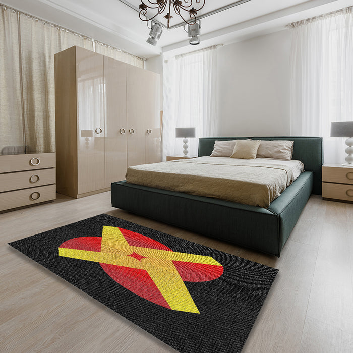 Machine Washable Transitional Brown Rug in a Bedroom, wshpat374