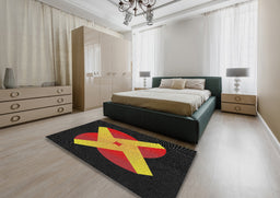 Patterned Brown Novelty Rug in a Bedroom, pat374