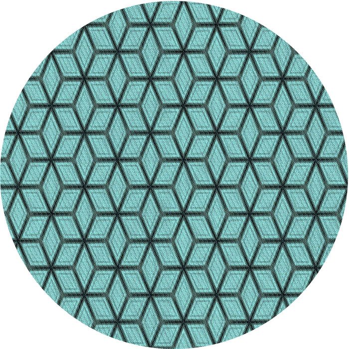 Square Patterned Turquoise Green Rug, pat375lblu
